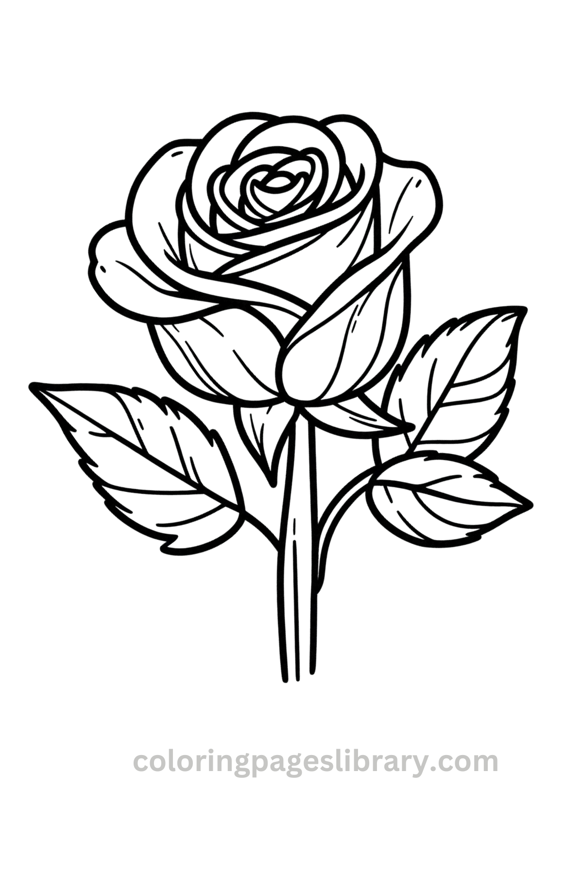 Easy Rose coloring page (2)