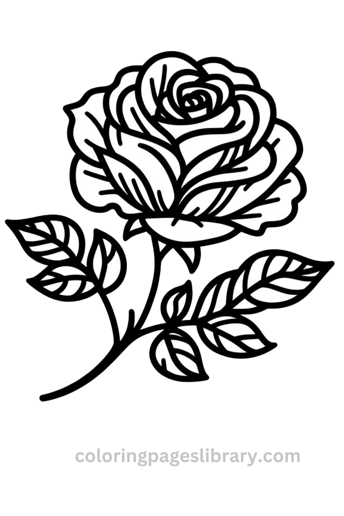 Rose coloring page for kids (2)