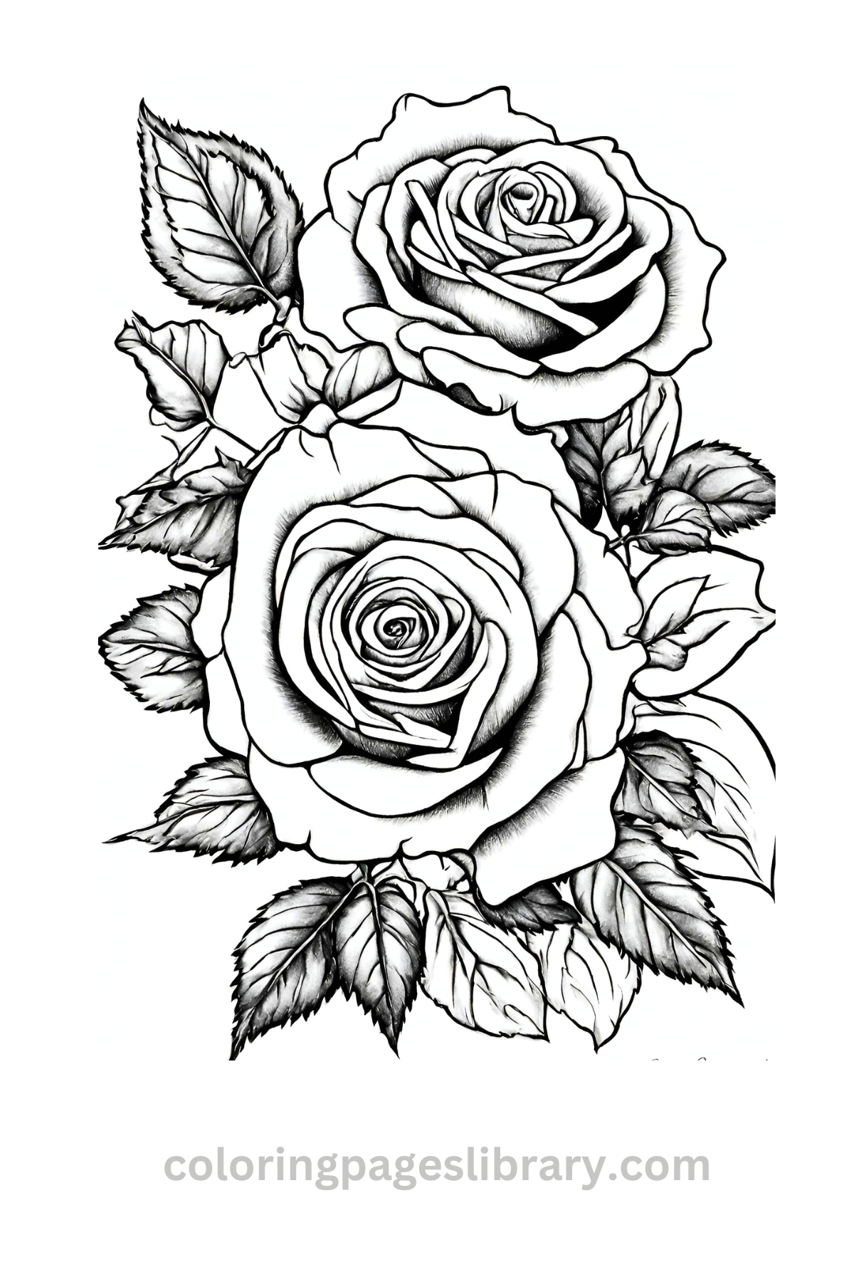 rose bouquet realistic rose coloring pages