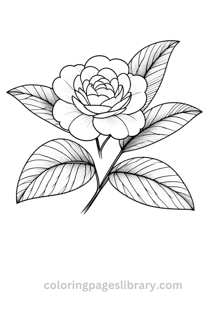 Easy Camellia coloring sheet