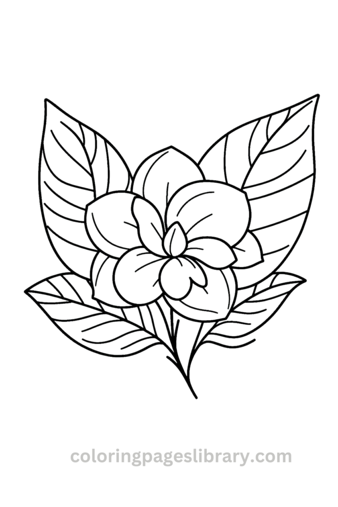 Easy Gardenia coloring page