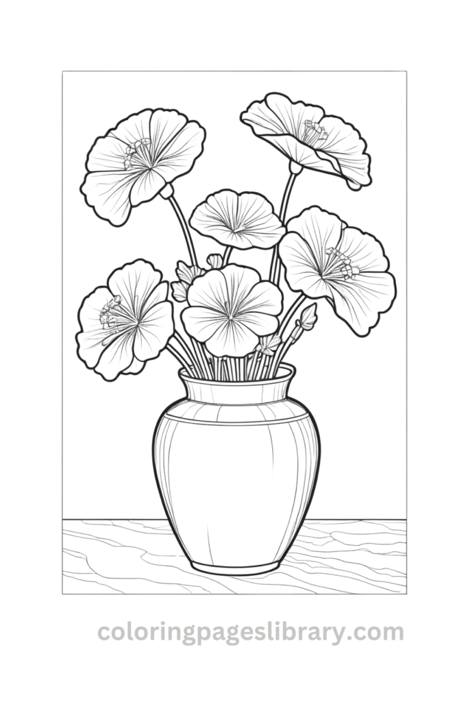Easy Geranium bouquet coloring page