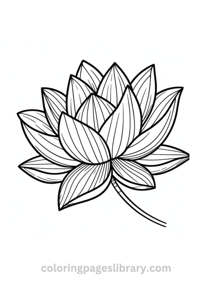 Easy Lotus flower coloring page