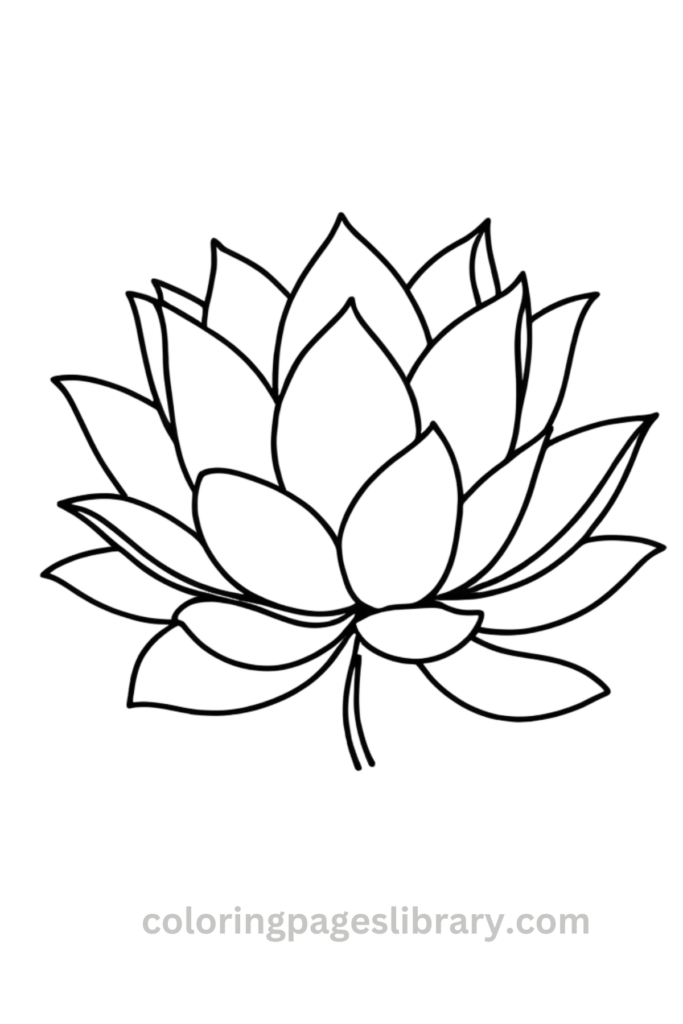 Easy Lotus flower coloring sheet