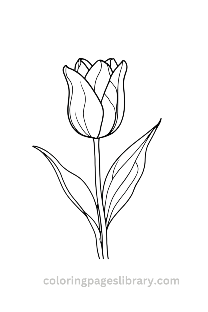 Easy Tulip coloring page