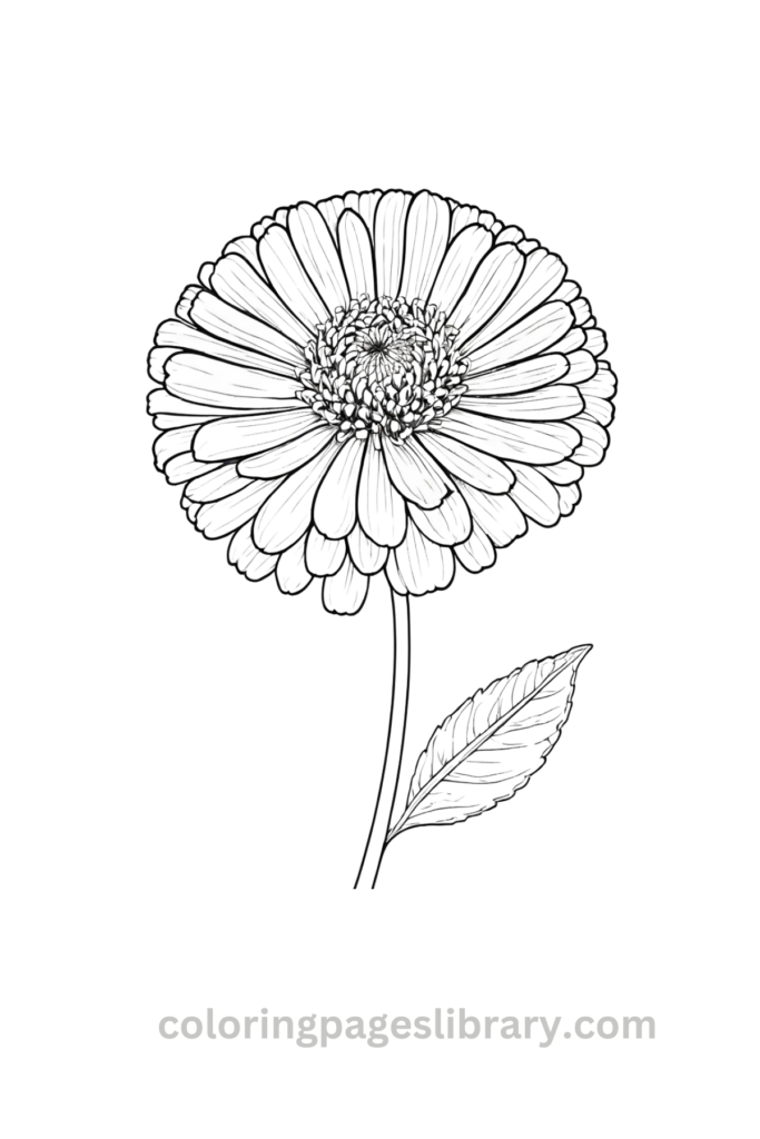 Easy Zinnia coloring page