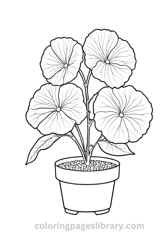 Easy and simple Begonia coloring sheet