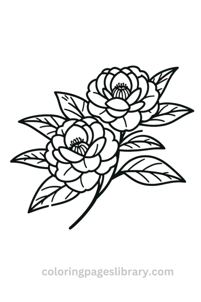 Easy and simple Camellia coloring sheet