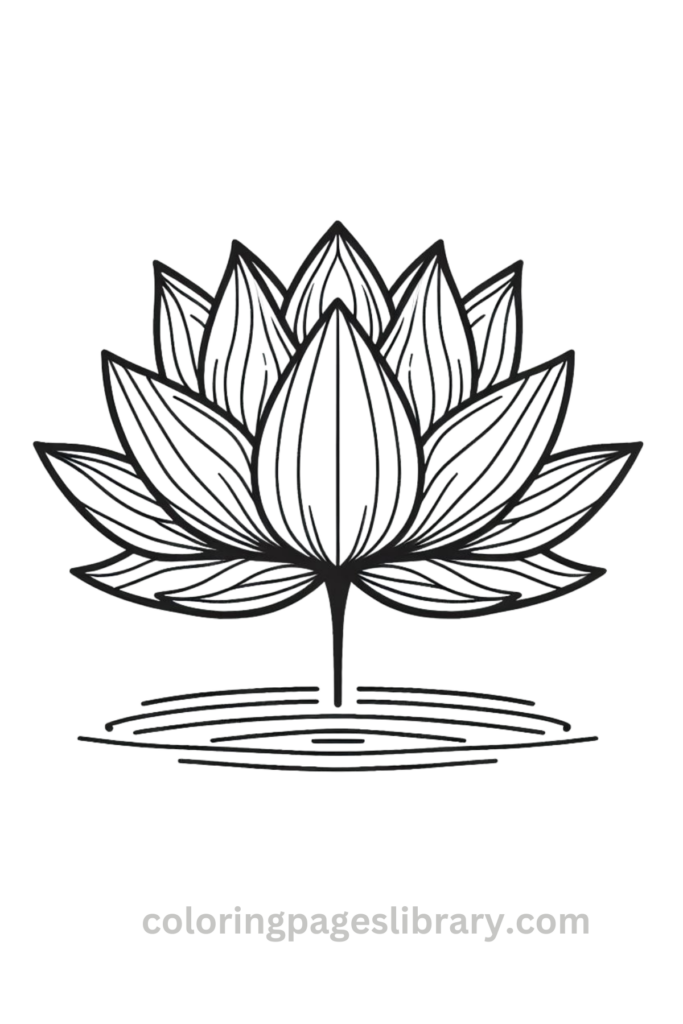 Easy and simple Lotus flower coloring sheet