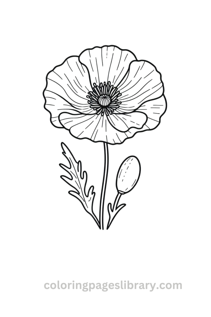 Easy and simple Poppy coloring sheet