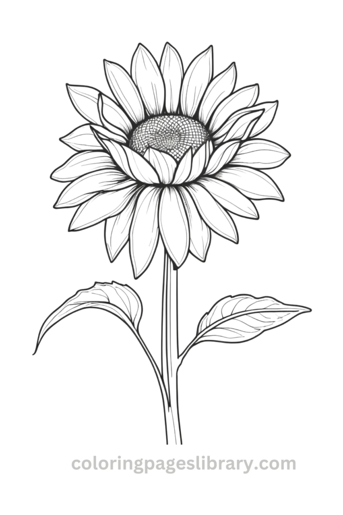 Easy and simple Sunflower coloring sheet
