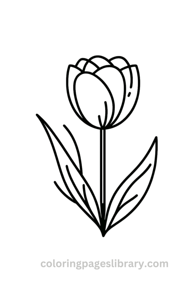 Easy and simple Tulip coloring sheet