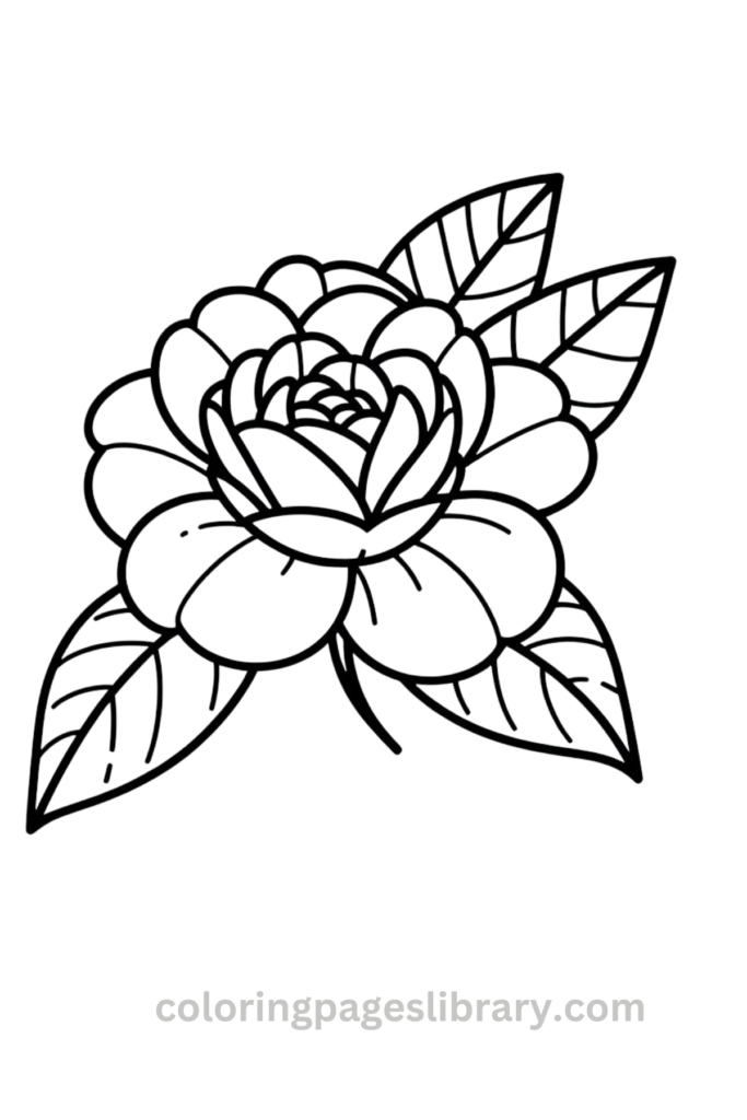 Free Camellia coloring page for kids
