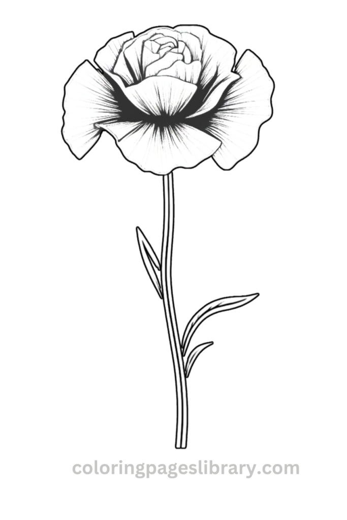 Free Carnation coloring page for kids