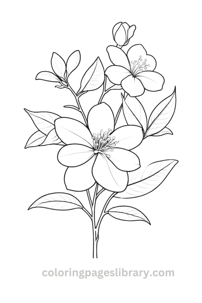 Free Jasmine coloring page for kids