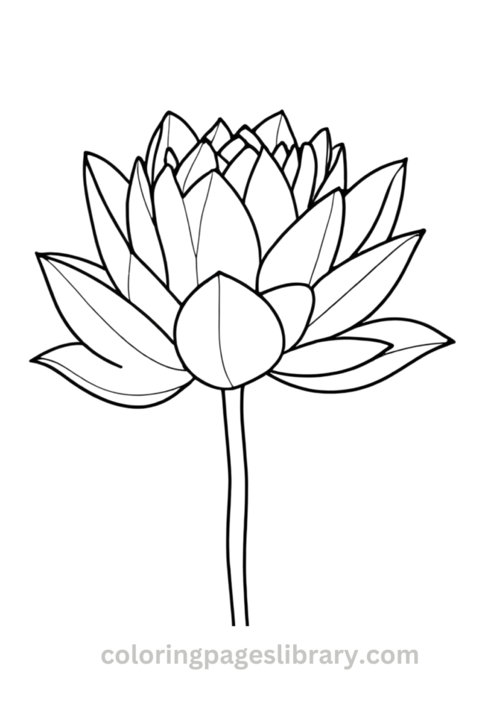Free Lotus flower coloring page for kids
