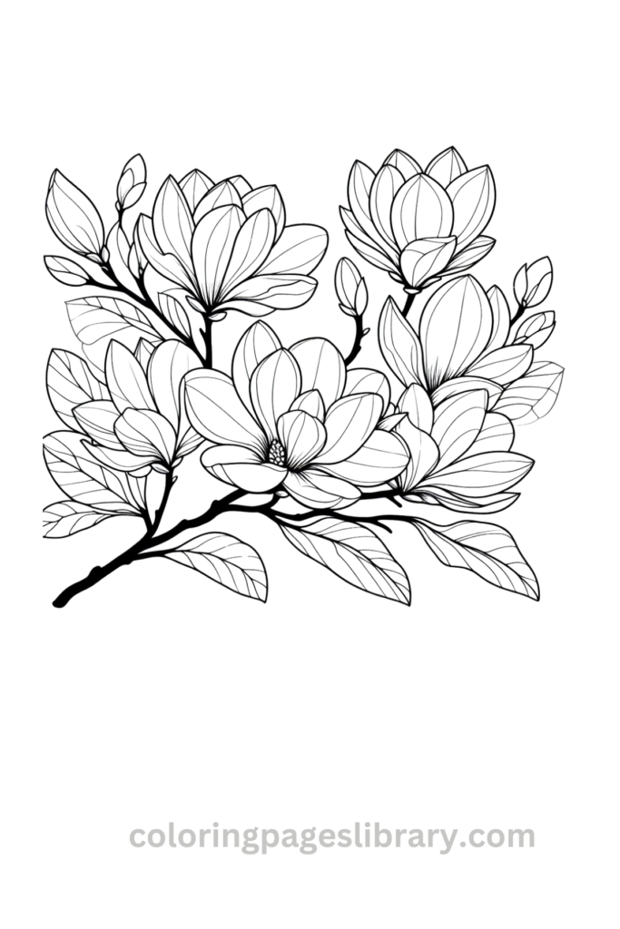 Free downloadable Magnolia coloring pages
