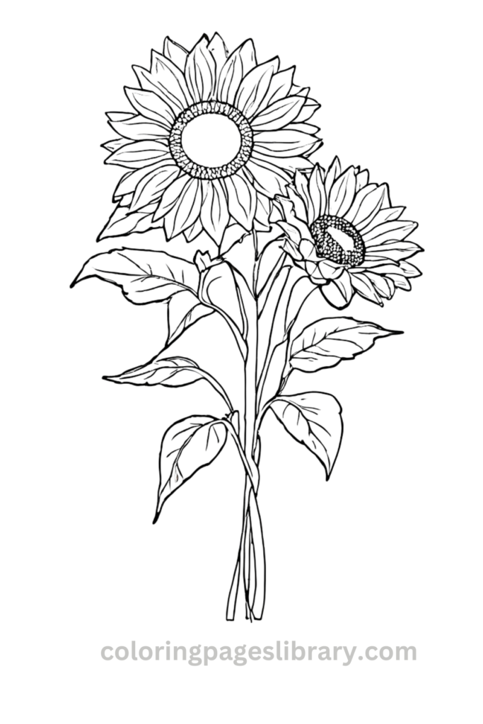 Free downloadable Sunflower coloring pages