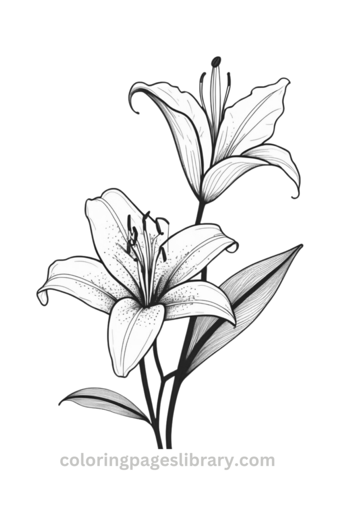Free printable Lilies coloring page for kids