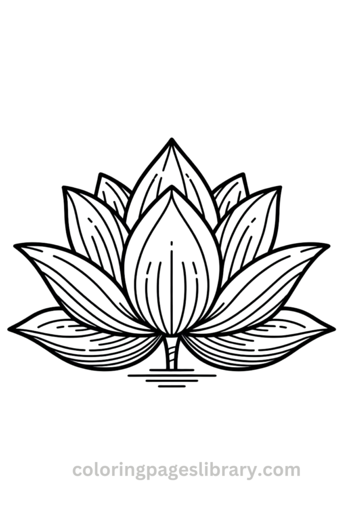 Free printable Lotus flower coloring page for kids