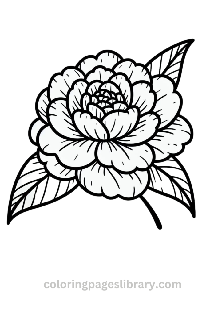 Line art Camellia coloring page for children