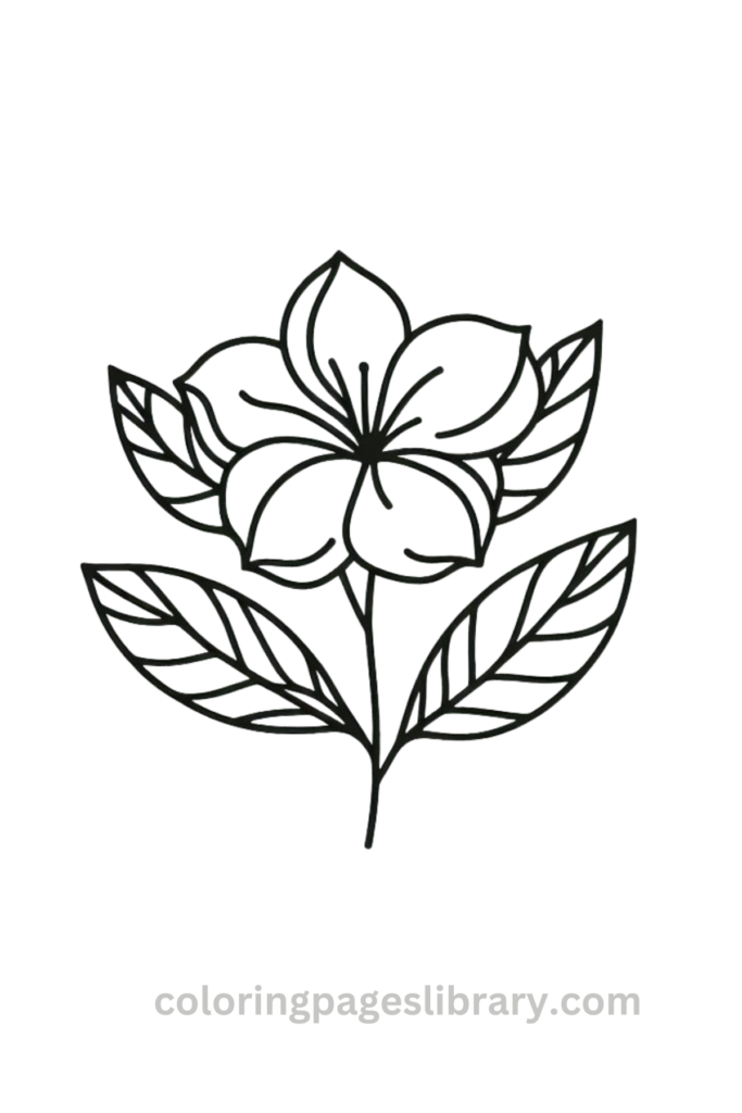 Line art Gardenia coloring page for children