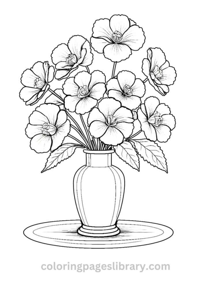 Printable Begonia bouquet coloring page