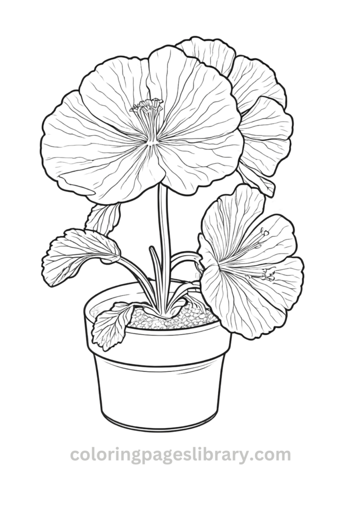 Printable Geranium coloring page for children