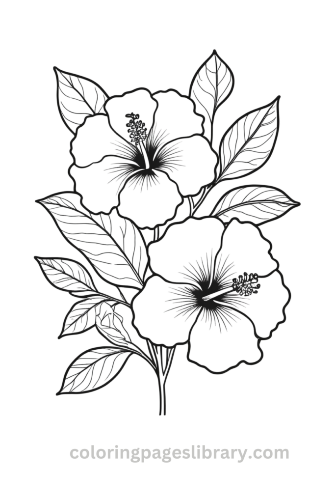 Printable Hibiscus coloring page for children