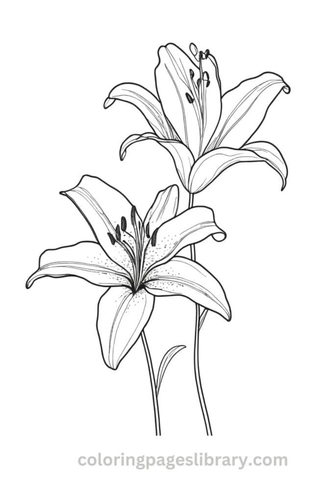 Printable Lilies coloring page for children