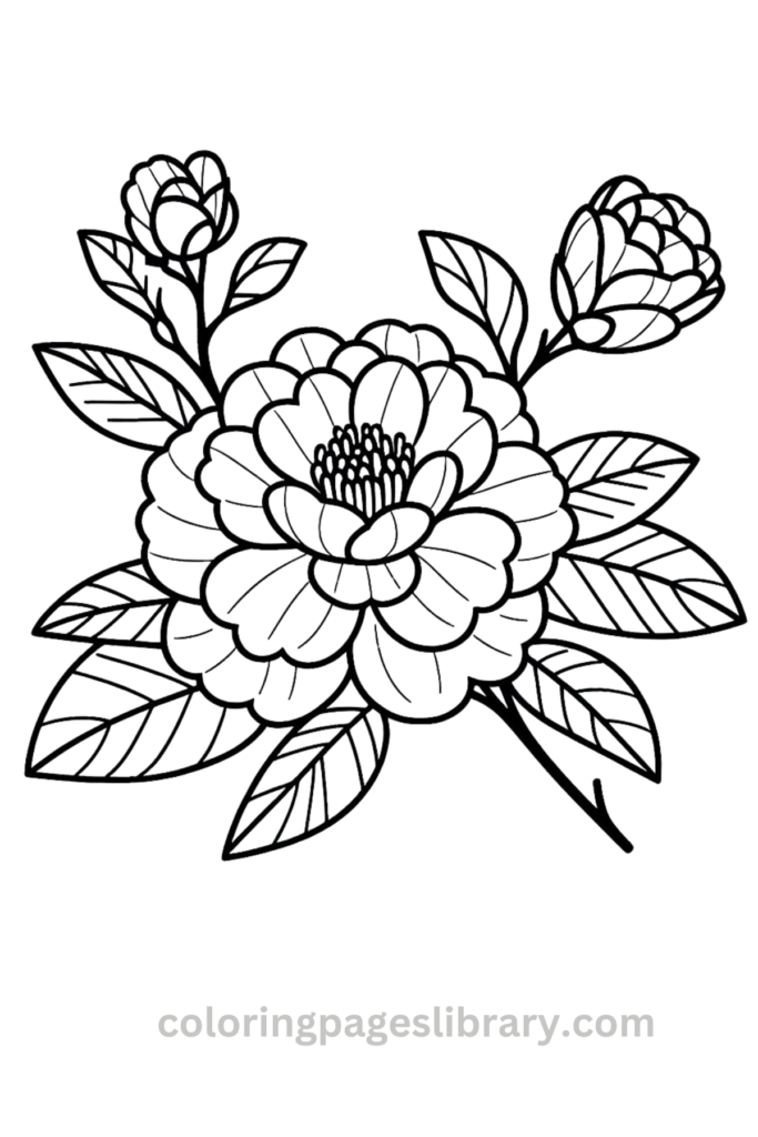 Simple Camellia coloring sheet