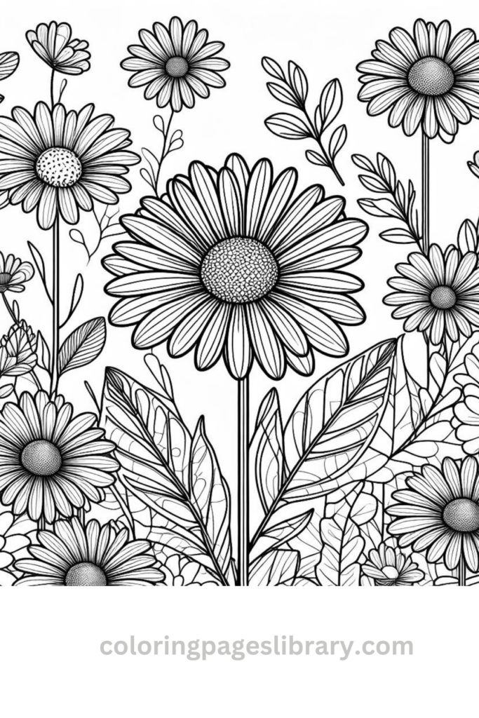 Simple Daisy coloring sheet