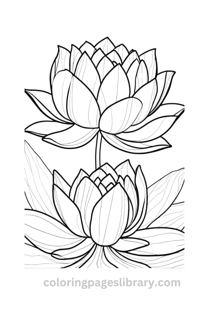 Simple Lotus flower coloring sheet