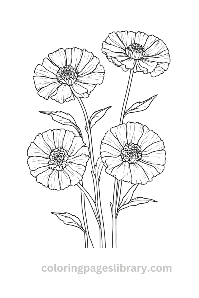 Simple Marigolds coloring sheet
