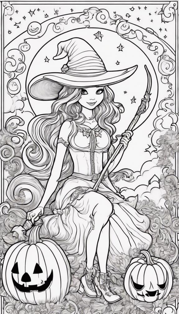 adorable witch broom artwork