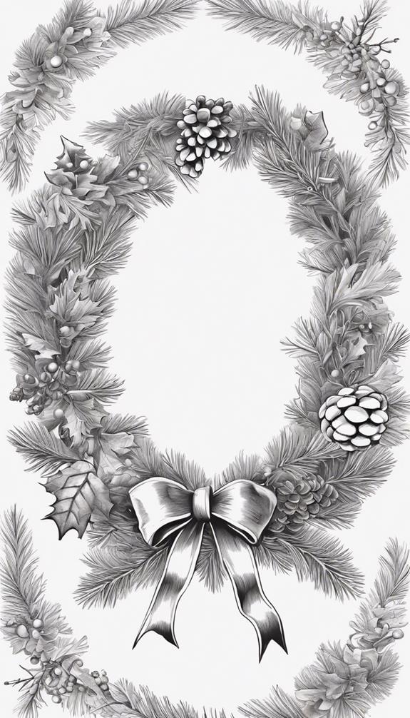 festive wreath coloring page