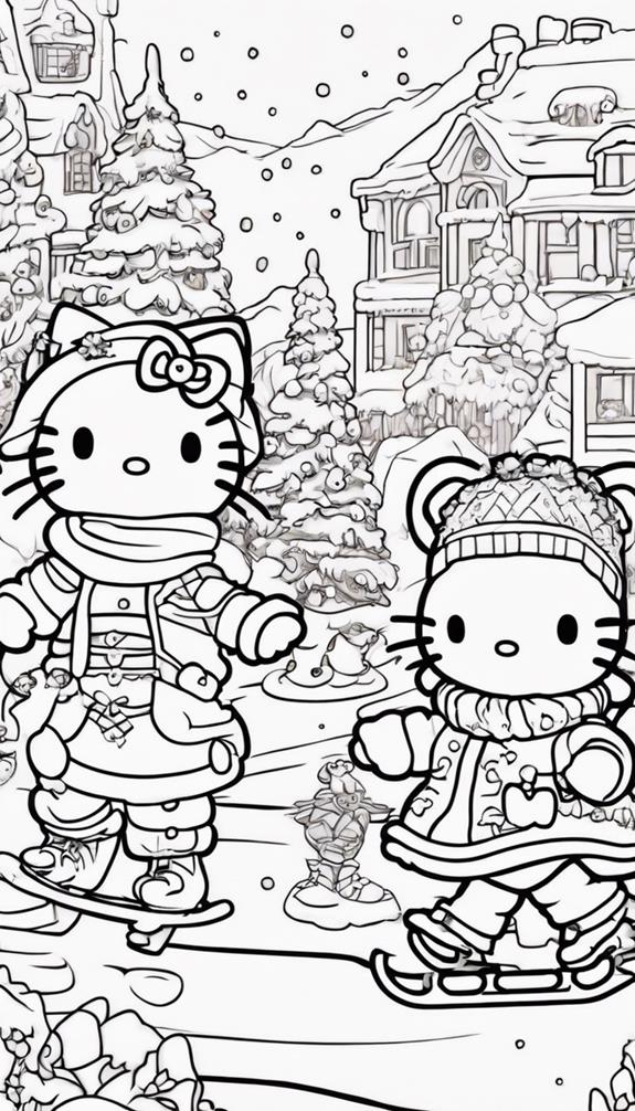 hello kitty ice skating coloring