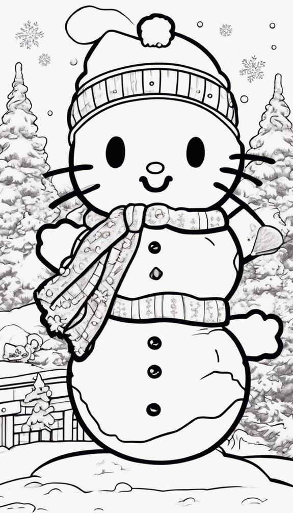 hello kitty snowman coloring