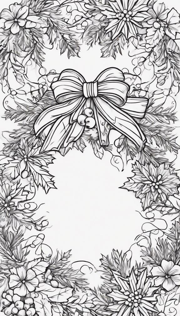 holly christmas wreath coloring