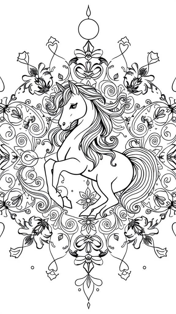 intricate unicorn mandala design
