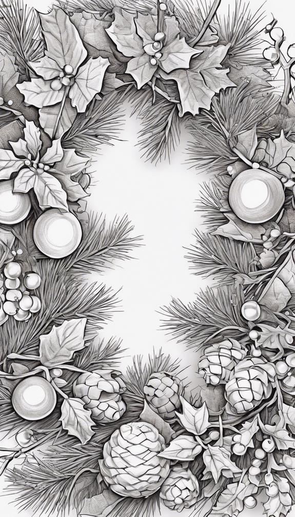 rustic christmas wreath coloring